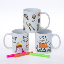 11oz Pinselstift Becher Sublimation Beschichtung Becher mit Farbstift Zeichnung Tasse Becher